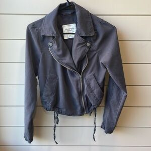 Abercrombie Navy Moto Jacket - Lightweight - XS
